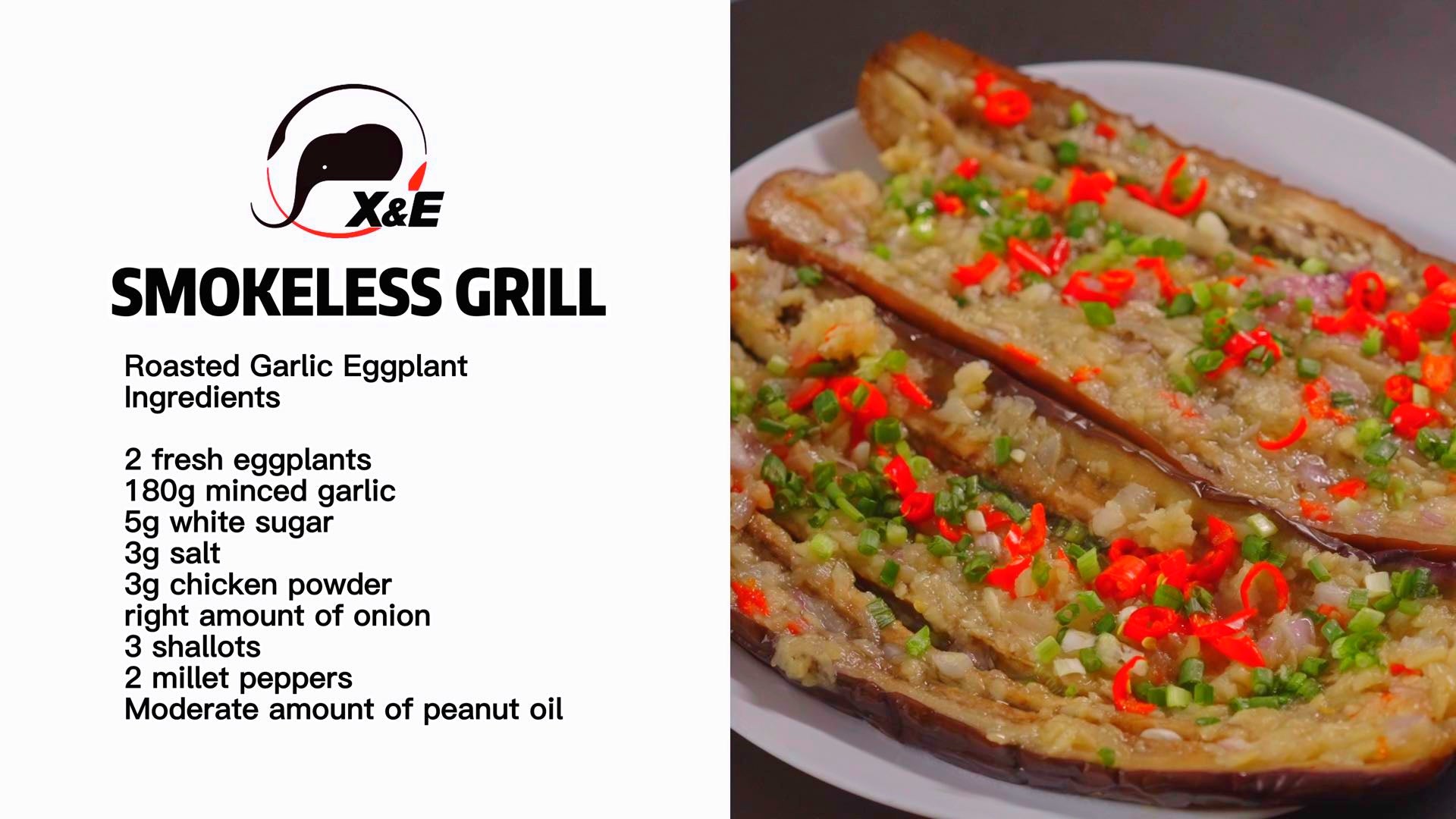 The X&E Smokeless Grill allows you to enjoy the powerful flavors of perfectly grilled eggplant and garlic, all without the need to grill outdoors or deal with smoke.