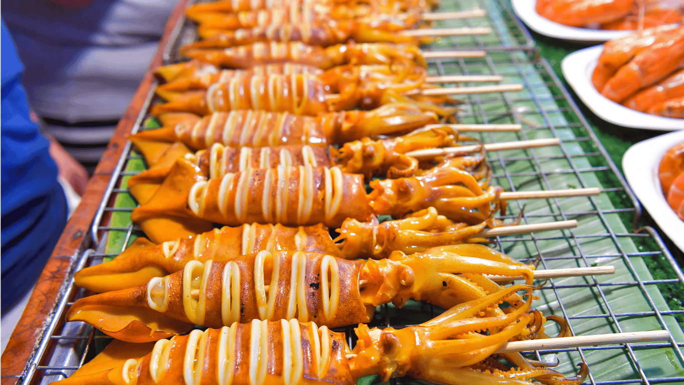 Thai barbecue is usually cooked over a traditional charcoal fire, giving the food a unique aroma and flavor.