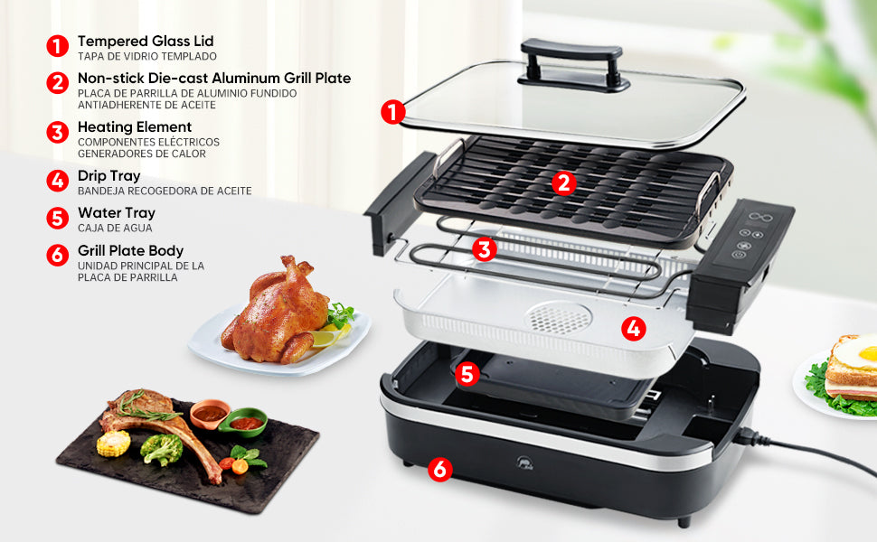 X&E Indoor Smokeless Grill - Kitchen Whites Can Easily Get Started