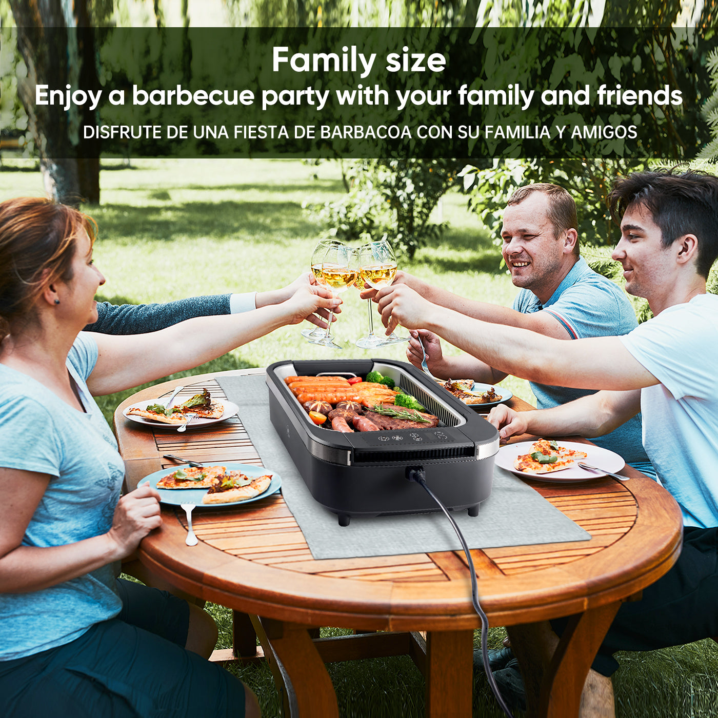 Family size enjoy a barbecue party with your family and friends disfrute de una fiesta de barbacoa con su familia y amigos
